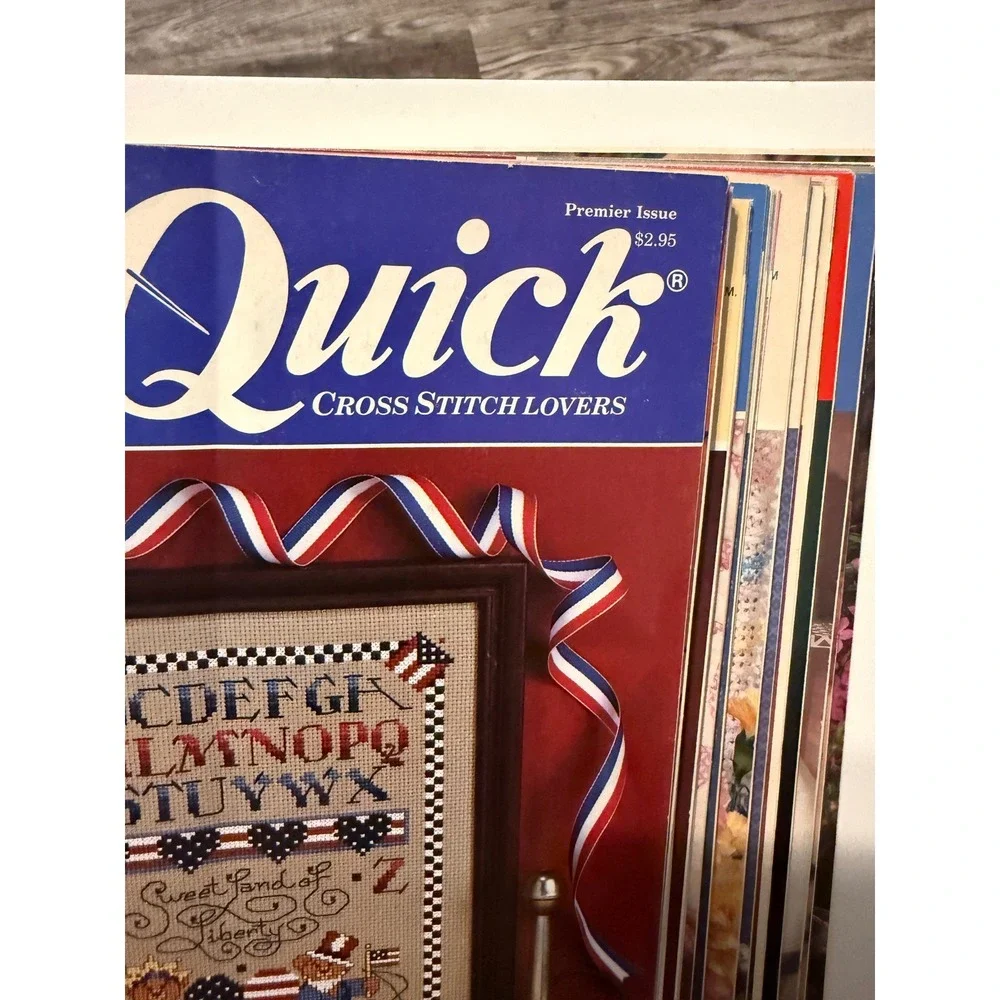 Vintage CrossQuick‎ Cross Stitch Lovers Magazine Lot Premier Issue 1989 Binder